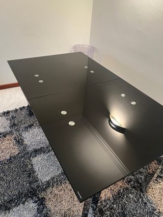 Mesa refeição em vidro preto