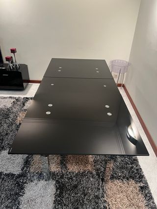 Mesa refeição em vidro preto