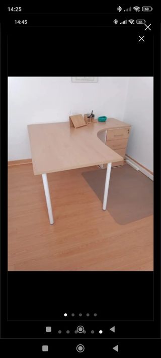 Mesa despacho + cajonera madera maciza. 