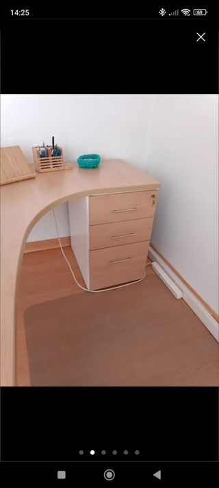 Mesa despacho + cajonera madera maciza. 
