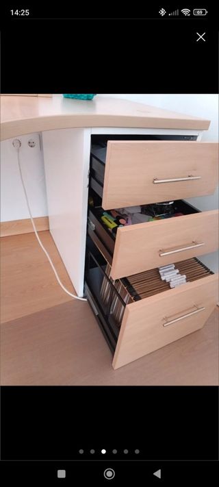 Mesa despacho + cajonera madera maciza. 