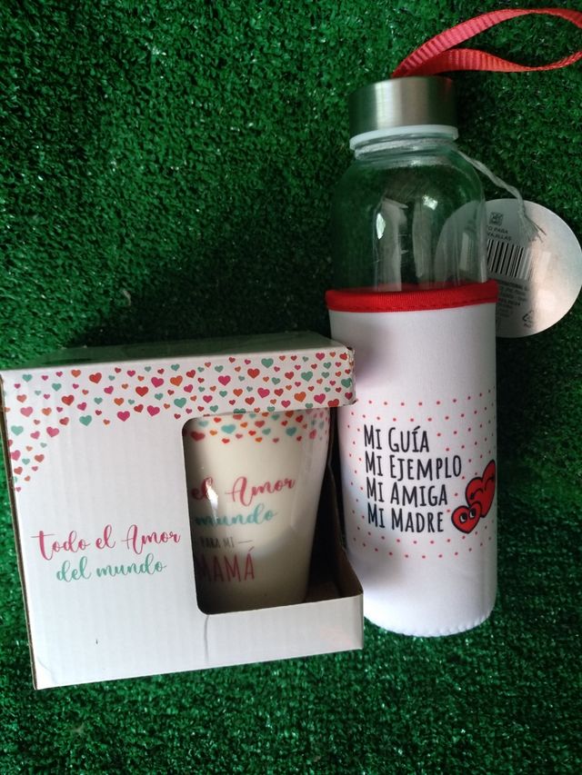 Duo de taza y botella vidrio