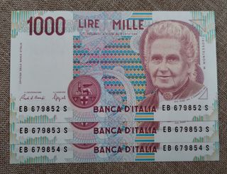 3 Banconote 1000 Lire Montessori 1991