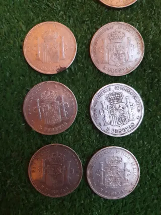 Moneda plata Amadeo I. 5 pesetas. 1885 88