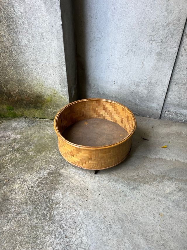 Carrello contenitore portapiante in legno e bambù