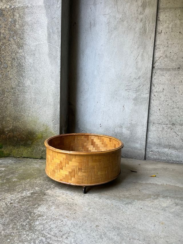 Carrello contenitore portapiante in legno e bambù