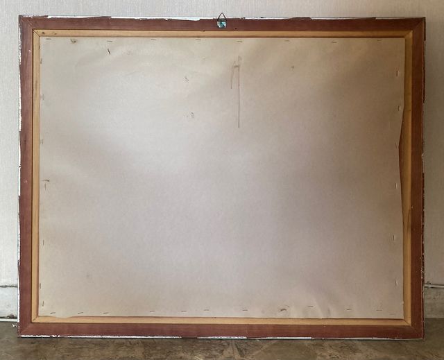 Dipinto a olio su tela firmato vaso con fiori