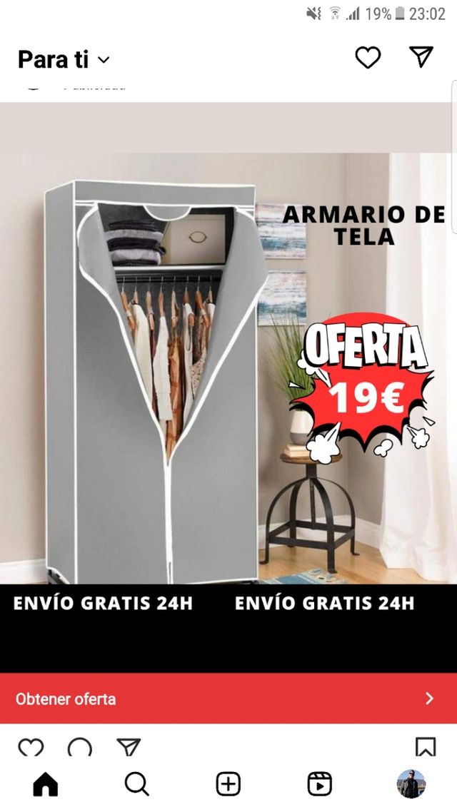 Armario desmontable acero/tela