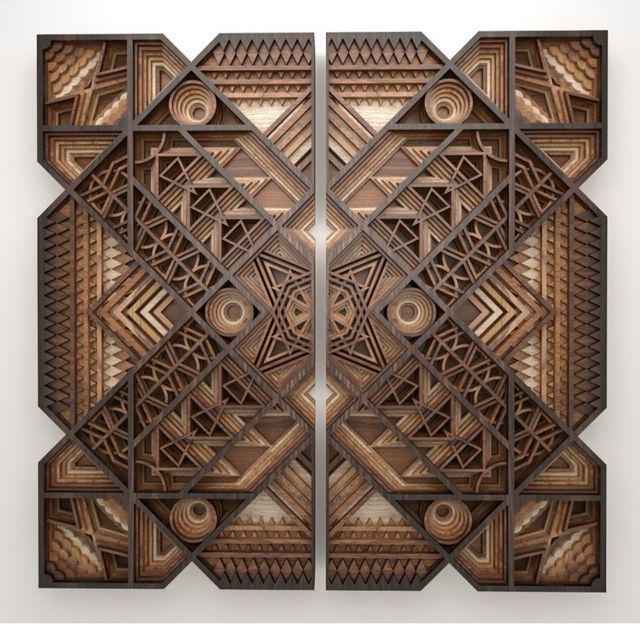 Quadro in compensato a doppio corpo Mandala