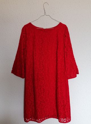 Vestido de fiesta en encaje rojo otoño/invierno