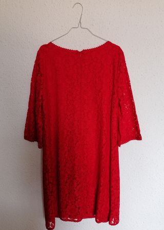 Vestido de fiesta en encaje rojo otoño/invierno