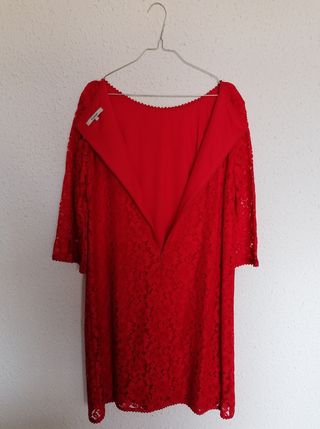 Vestido de fiesta en encaje rojo otoño/invierno