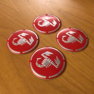4 lenti adesive Abarth rosso 56mm