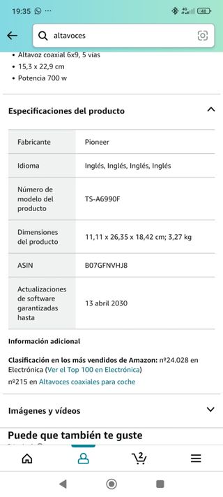 Altavoces Pioneer coche