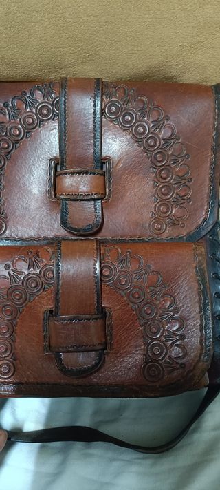 Bolso, mochila vintage de cuero