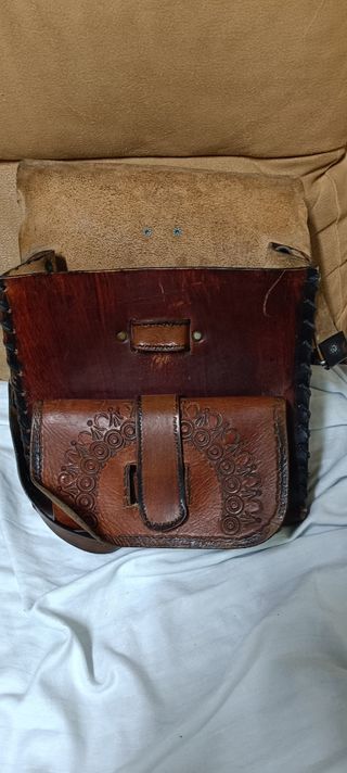 Bolso, mochila vintage de cuero