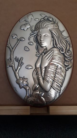 Ovali base in legno decorazione argento 
