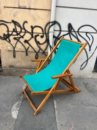 Sedia a sdraio vintage in legno