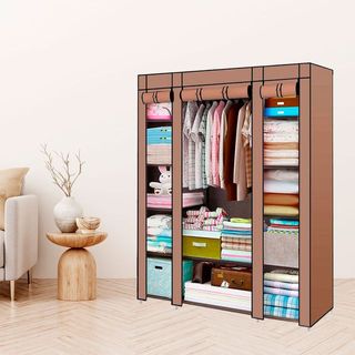 Armario Marrón Vestidor De Tela 170x150x45Cm NUEVO