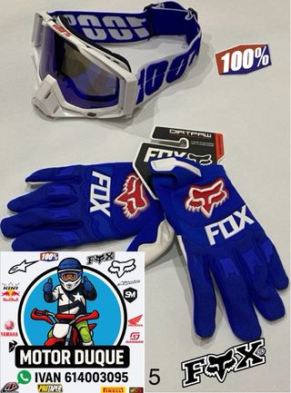 Guantes pitbike fox y gafas 100% 