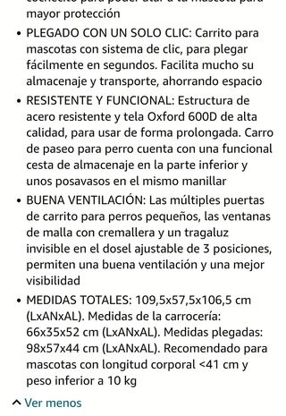 Carrito de mascota hasta 10 kg