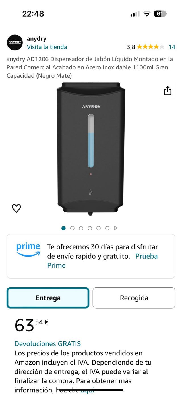 Dispensador de jabon con sensor elegant