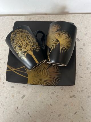 Tazze nere foglia oro