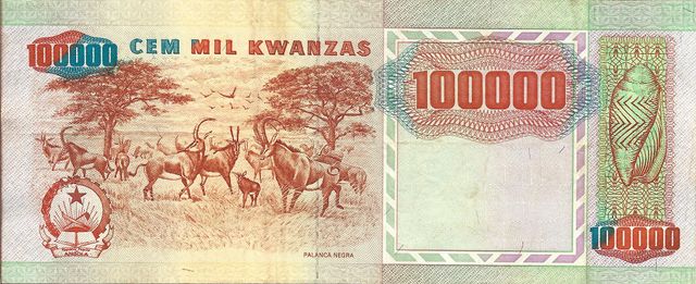 BILLETE ANGOLA 1991. 100.000 Kwanzas. Error