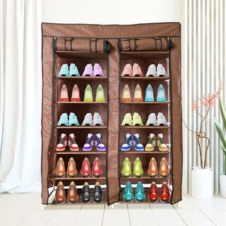 Armario Marrón 125x92x28 Cm Tela Zapatero NUEVO