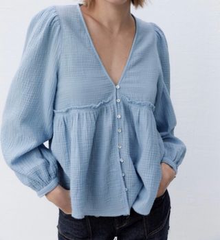 Blusa azul - zara