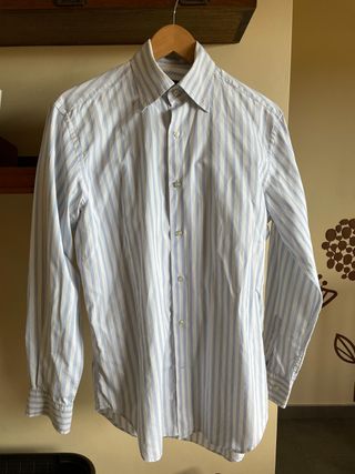 CAMISA RALLAS BLANCO-AZUL