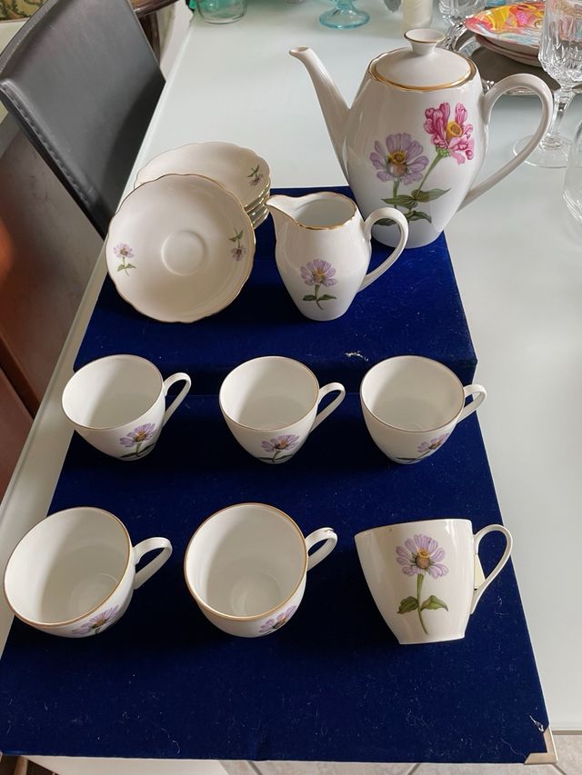 Servizio da caffè vintage bordo dorato 14 pezzi