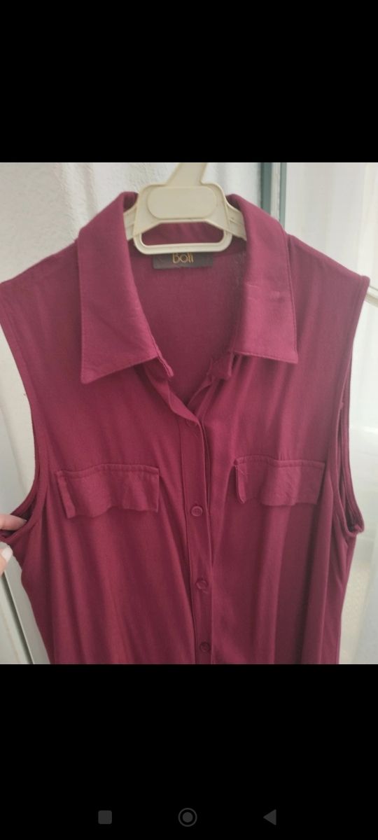 Vestido tipo camisa larga color burdeos