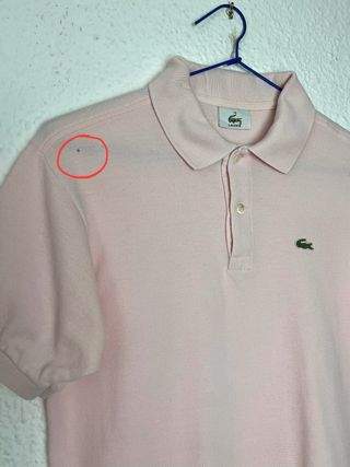 Polo Lacoste mujer XS logo bordado rosa
