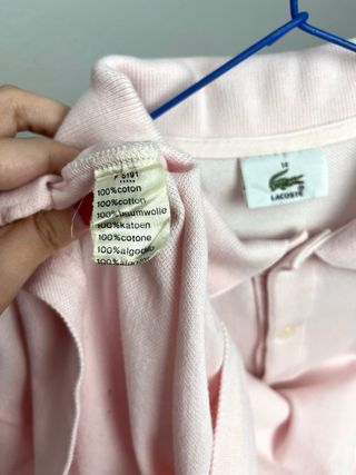 Polo Lacoste mujer XS logo bordado rosa