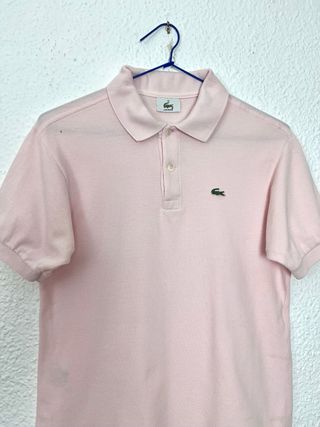 Polo Lacoste mujer XS logo bordado rosa