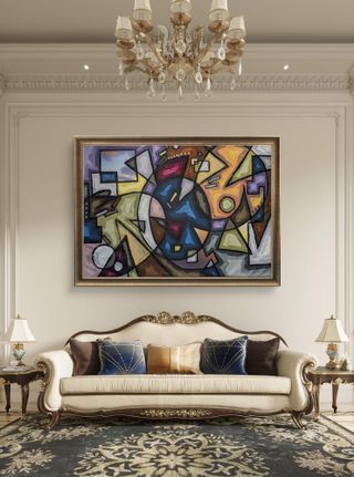 Cuadro abstracto cubista moderno grande ORIGINAL