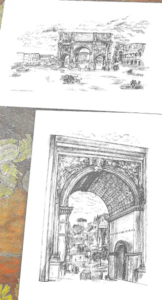 Set 5 stampe litografiche "La  Roma Imperiale"
