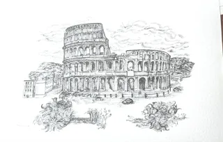 Set 5 stampe litografiche "La  Roma Imperiale"