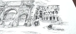 Set 5 stampe litografiche "La  Roma Imperiale"