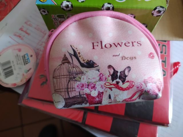 borsellino con cerniera Flowers and dogs bambina