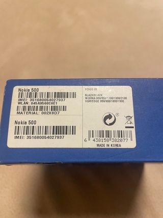 Nokia 500 negro nuevo ,  sin usar