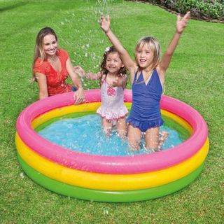 Piscina infantil hinchable grande tricolor 140 cm