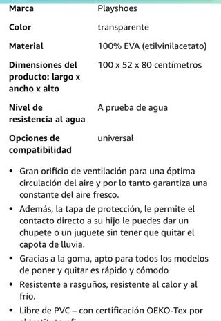 Protector lluvia capazo universal