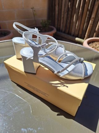 Zapatos Plata con Tacón Cómodo