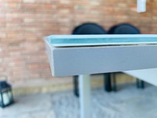 Mesa exterior extensible cristal y acero templado