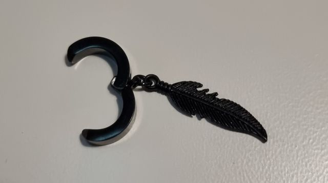 Pendiente negro pluma