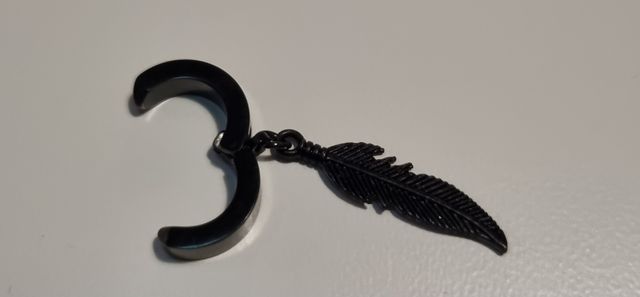 Pendiente negro pluma