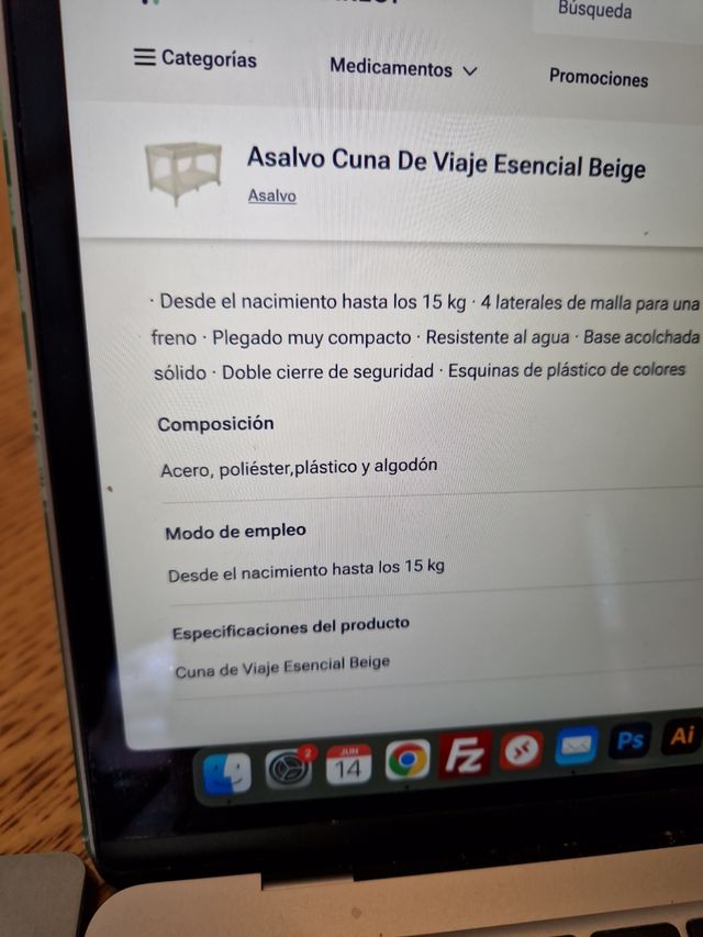 Cuna de viaje plegable