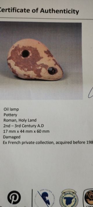 Lampara Aceite Romana Autentificada